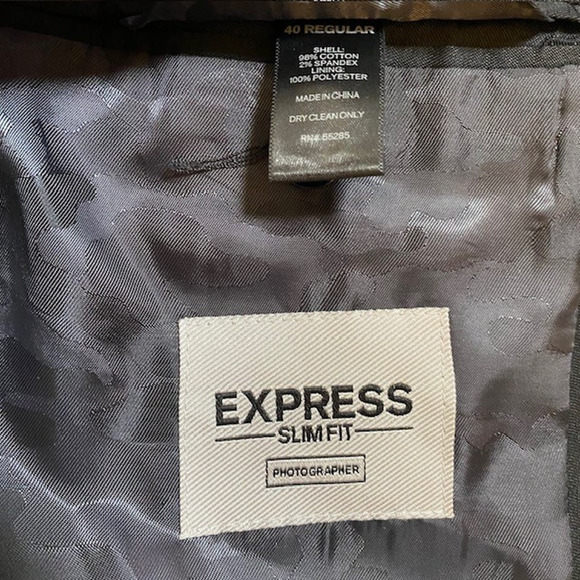 Express Photographer Tuxedo Blazer Blue Black Men 40R Slim Fit Satin Lapel - Picture 6 of 12